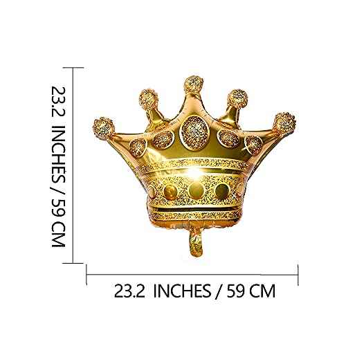 MYUBWTF 6 Pieces 23 inch Large Gold Crown Balloons, Giant Foil Cap Balloon, Aluminum Foil Helium Balloons for Birthday Wedding Party Decorations Anniversary Party Halloween Christmas (23-inch)