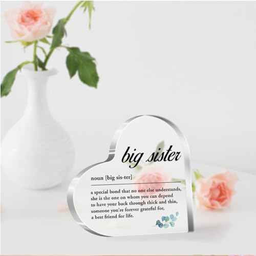 Sister Plaque Gifts for Big Sisters Birthday Christmas Graduation,Big Sister Definition Sign Acrylic Heart Plaque A517