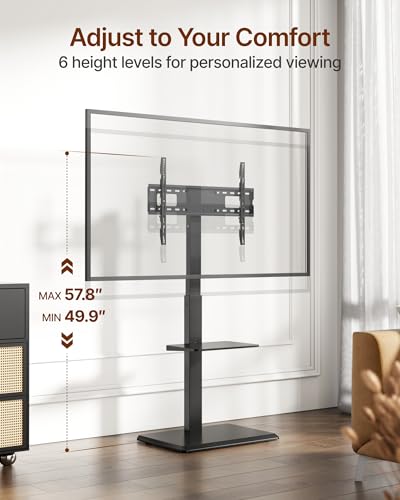 Steel Base Floor TV Stand for 37-75 inch TVs up to 110 lbs, Black
