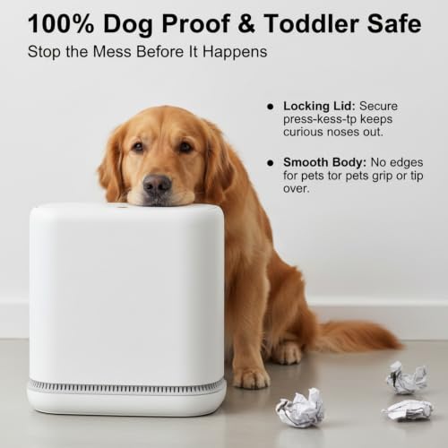 Dog Proof 3.3 Gallon Slim Bathroom Trash Can with Locking Lid - Fits 4 Gal Bags
