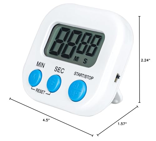 Kitchen Timers for Cooking and Baking with Big Digital Numbers and Loud Alarm Used in Cooking, Classroom, and Office.
