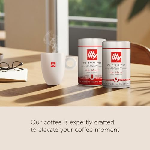 Illy Whole Bean Coffee Classico Medium Roast 8.8oz Pack of 6 | Arabica Coffee Beans