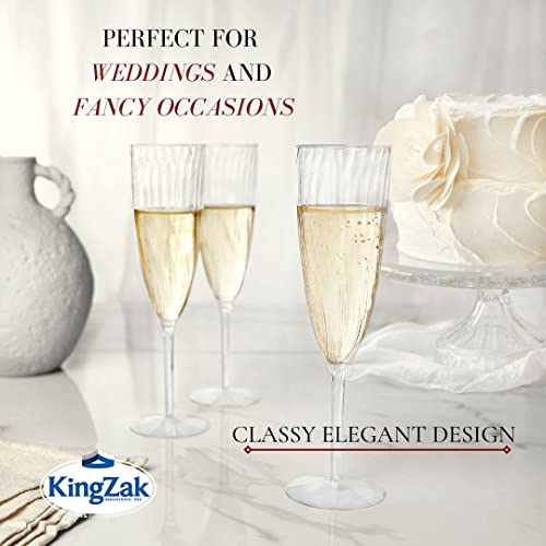 Champagne Flutes - 96 Count Premium 6 oz Clear Hard Plastic Disposable Glasses