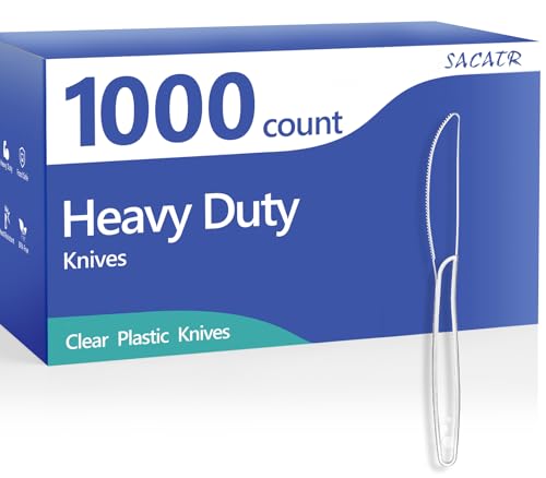 Disposable Heavy Duty Plastic Knives Set - 1000 Count, Food Safe & Heat Resistant