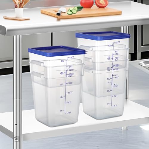 4 Pack 12 Qt Clear Polycarbonate Food Storage Containers with Airtight Lids