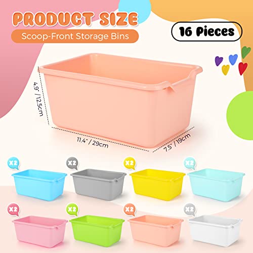 16-Piece Plastic Cubby Bins for Classroom Candy Colors Storage Organizer