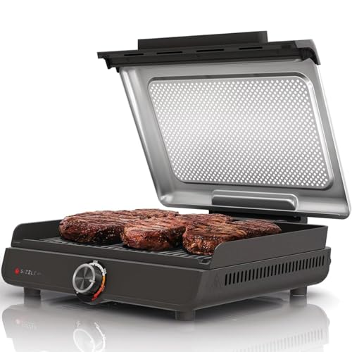 Indoor Smokeless Grill with Interchangeable Plates & 500°F Max Heat