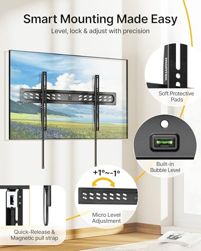 monTEK Ultra Slim Fixed TV Wall Mount for 43–95 Inch TVs Supports 150 lbs - Variation of THIS listing