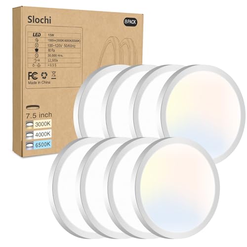 Slochi 8-Pack White 7.5-Inch LED Ceiling Lights Flush Mount Modern Design