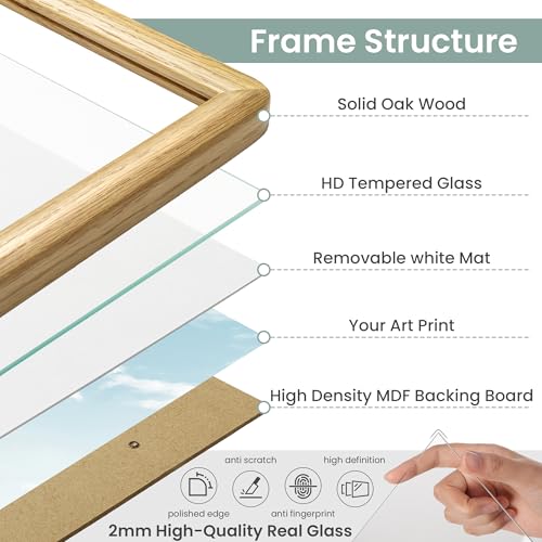 27x40 Poster Frame for Wall,Natural Solid Oak Wood Picture Frame,27 x
