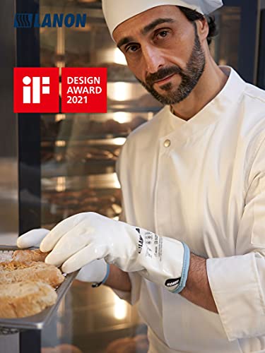LANON Liquid Silicone Oven Mitts Large White (L/9) Heat Resistant Kitchen Gloves