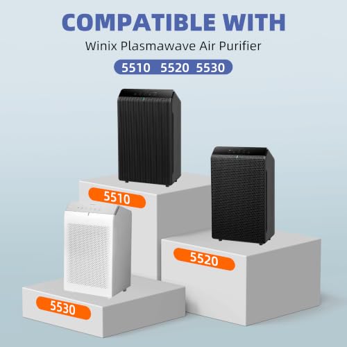 Pulluty HEPA Air Purifier Filter Set for Winix 5510 5520 5530 Plasmawave - White, 2 HEPA + 2 Carbon