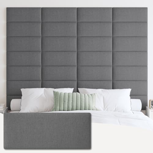 Queen Fabric Dark Grey Wall Mounted Headboard Peel and Stick Panels - IFNOW Variation