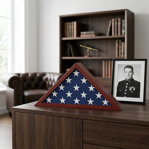 Americanflat 5x9.5' Mahogany Burial Flag Display Case for Wall or Tabletop – Memory Tribute