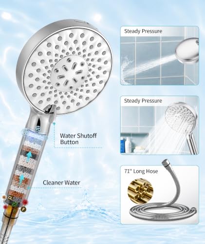 Filtered Shower Head with Handheld Sprayer and 4 Replaceable Filters - Bright Silver 2.5 GPM