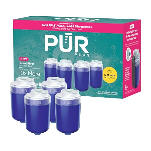 Faucet Mount Water Filter 4-Pack - 3-in-1 Mineral & Lead Reduction, Blue