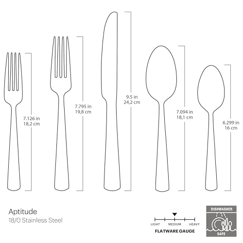 Oneida Aptitude 20-Piece Champagne Satin Flatware Set for 4 - Modern Silverware