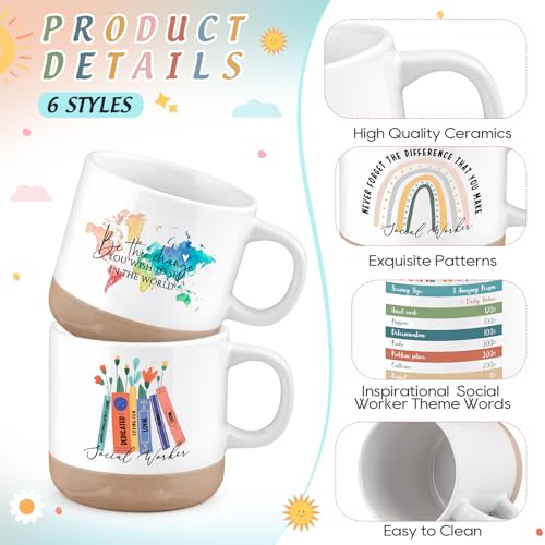 Yungyan 12 Pcs Social Worker Gift Mugs 13 oz - Appreciation Ceramic Gift Set (Variation: 12 / Social Worker)