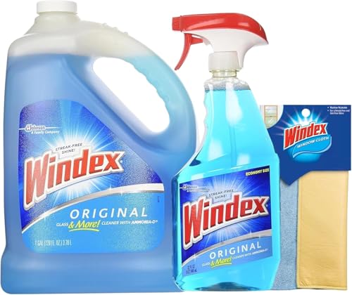 Glass Cleaner Spray & Refill Set - Streak-Free Shine for Windows & Surfaces