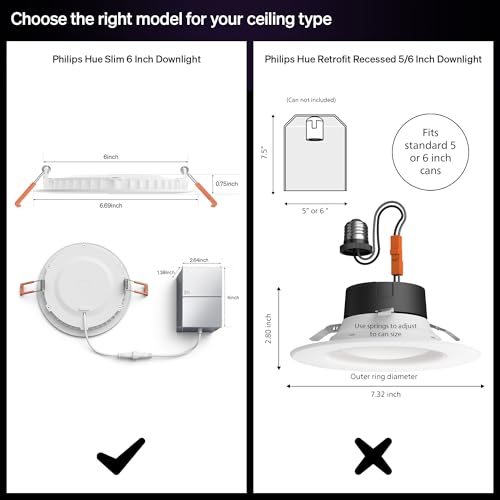 Philips Hue Slim Downlight Chromasync 1-Pack Recessed LED Ceiling Light - White