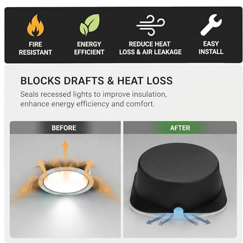Tuanse 15 Pack Recessed Light Covers 8.6 Inch Fire-Resistant Can Lights Black