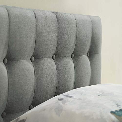 Gray Twin Upholstered Headboard with Tufted Button Linen Fabric - Adjustable Height