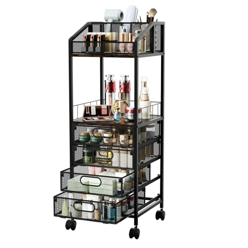 HapiRm Makeup Organizer Storage Cart - Floor Skincare Make Up with 4