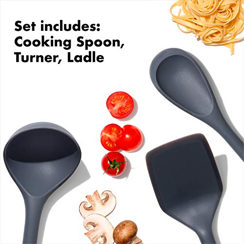 OXO Good Grips Silicone Utensil Set - 3-Piece Cooking Spoon, Turner, Ladle