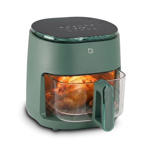 5QT Green Eco Glass Air Fryer with Digital Touchscreen, 6-in-1 Cooking