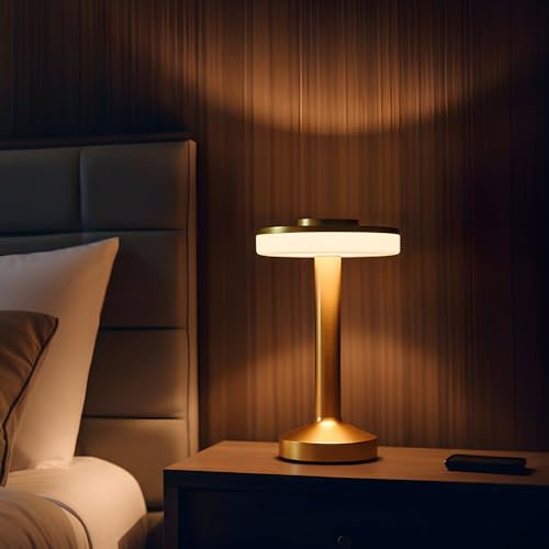 Riakrum 4-Pack Gold Rechargeable Cordless LED Table Lamps - Portable & Touch-Control