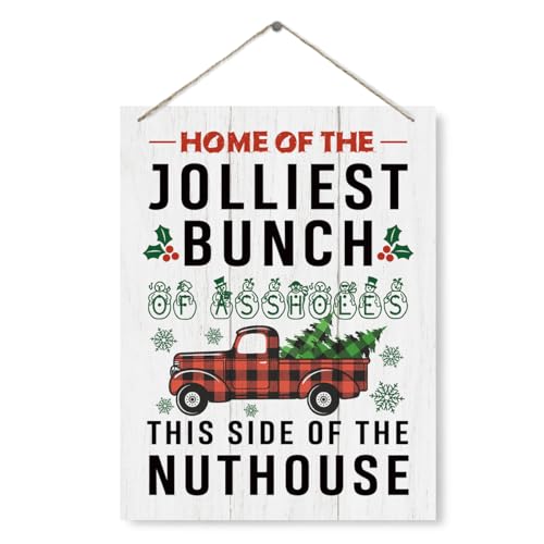 Christmas Wooden Hanging Sign - Festive Holiday Decor Wall Plaque, 15x11.4 Inches