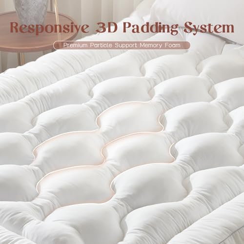 Queen Size 5 Inch Memory Foam Mattress Topper - Back Pain Relief, White - Variation of THIS listing