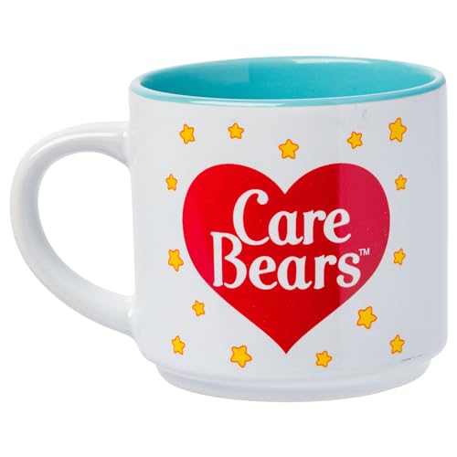 Care Bears Rainbow Heart Logo Ceramic Mug Stack Set - 4pcs, 10oz, Officially Licensed