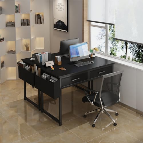 DLisiting Computer Desk with Fabric Drawers for Home Office Bedroom,