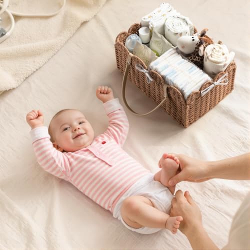 Caramel Baby Diaper Caddy with Removable Divider - Large Nursery Organizer
