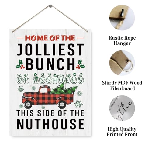 Christmas Wooden Hanging Sign - Festive Holiday Decor Wall Plaque, 15x11.4 Inches