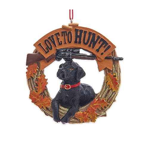 Kurt S. Adler J8819 Love to Hunt Orange, Black and Brown 3.25 Inch Resin Hanging Christmas Decoration Ornament