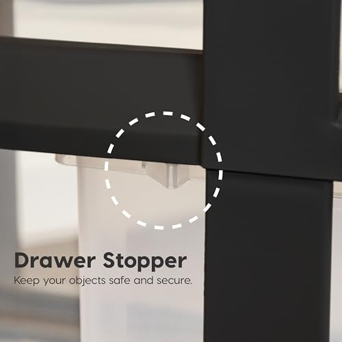 4-Drawer Rolling Storage Cart with Organizer Top - Black Pearl