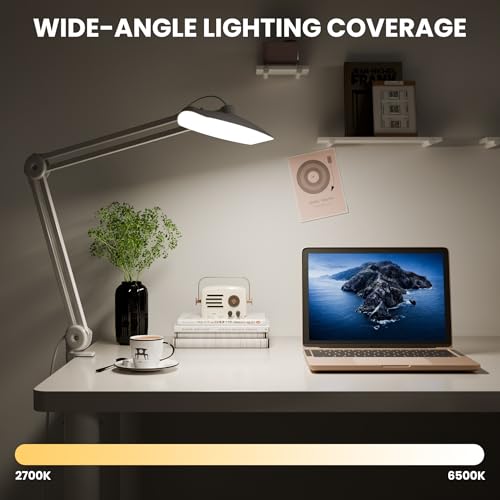 Gelpal 3000 Lumens Adjustable LED Desk Lamp with Clamp - White