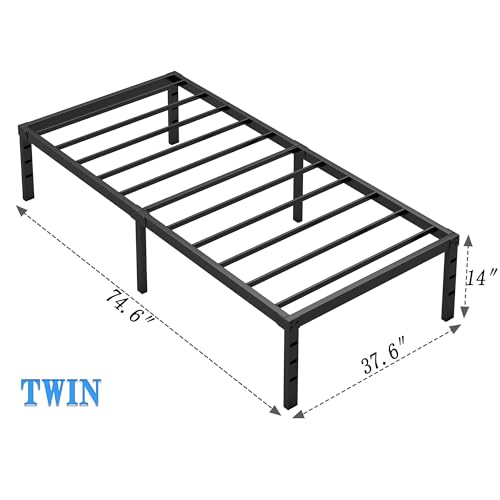 Twin Metal Bed Frame with Storage Space - 14 Inch - NEW JETO