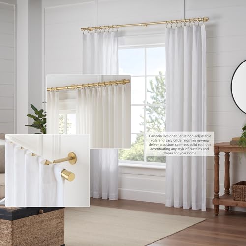 MODE Cambria Brushed Gold Luxury Curtain Rod - 7 ft, Fixed Length