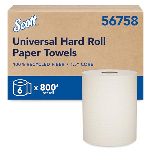Scott Professional Hard Roll Paper Towels - 800 Feet x 6 Rolls, Recycled, Absorbent