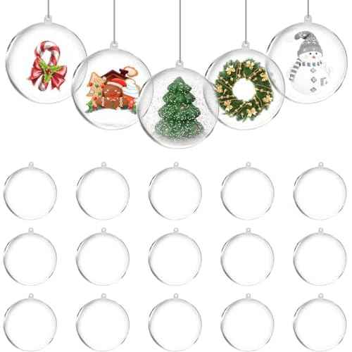 10 Pcs Christmas Fillable Ornaments Ball - 3.14'' Clear Plastic Ornaments DIY Craft Transparent Ball for Christmas Halloween Wedding Xmas Holiday Party Tree Decor Home 80mm (3.14''/80mm)