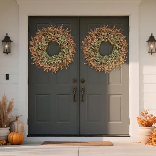 26-Inch Artificial Eucalyptus Wreath with Seed for Front Door Fall Decor - Variation of THIS listing