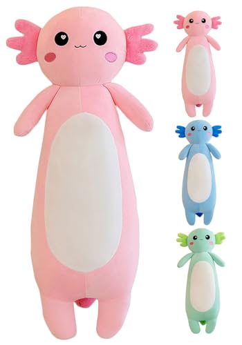 Pink Axolotl Plush Pillow - 39.37 Inch Long Soft Stuffed Animal Gift for Kids & Adults
