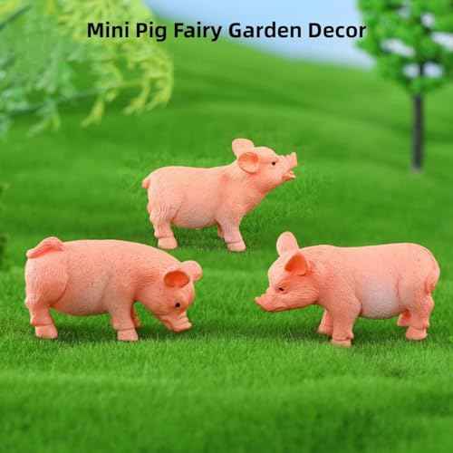 3 Pcs Realistic Pink Pig Figurines ? Mini Animal Cake Toppers, Micro Landscape Fairy Garden Decor, Desk Decorations, Collectible Piggy Figurines for Birthday and Christmas Gifts
