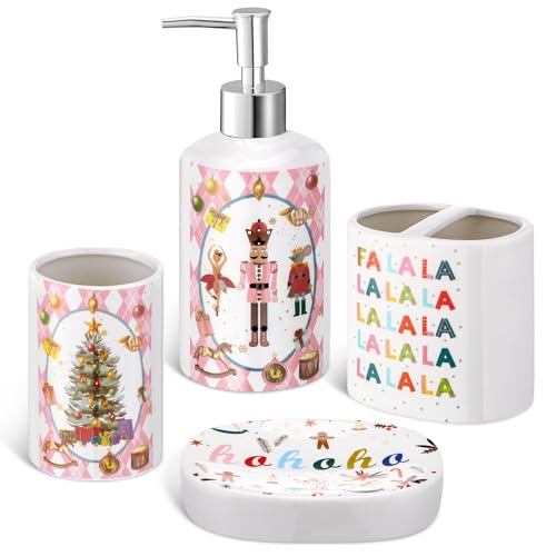 Teenyyou Fresh Color Nutcracker Bathroom Set - 4-Piece Ceramic Xmas Decor