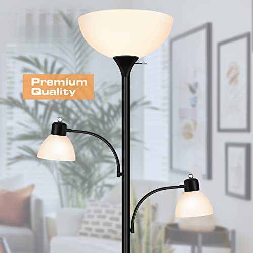 Black 72-Inch Tall Torchiere Floor Lamp for Living Room - Sturdy, Adjustable Lighting