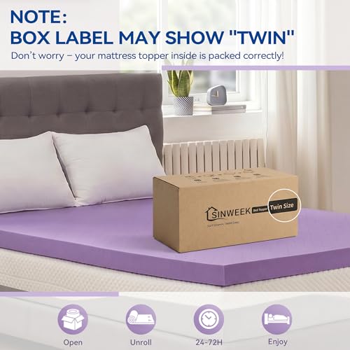 SINWEEK Queen 1.5 Inch Gel Memory Foam Mattress Topper Ventilated Pressure Relief