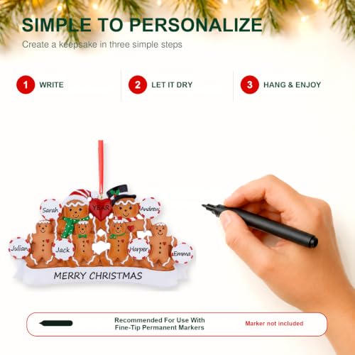 Family of 6 Christmas Ornament 2026 Personalized Gingerbread House - DIY Custom Holiday Decor